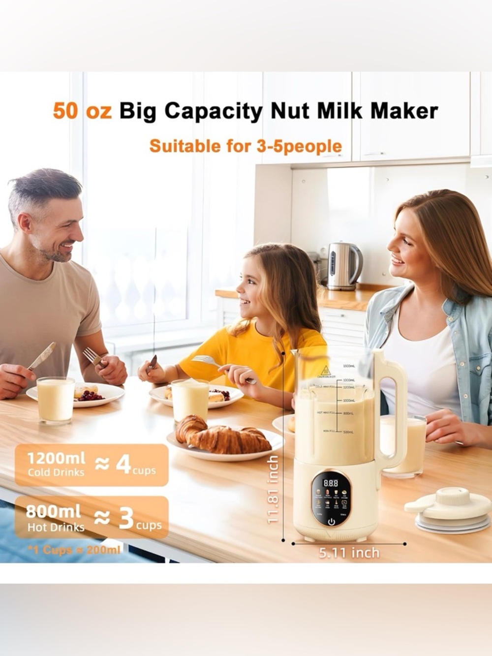 50oz Nut Milk Maker - 10 in 1 Automatic Nut Milk Maker - Picture 8 of 10